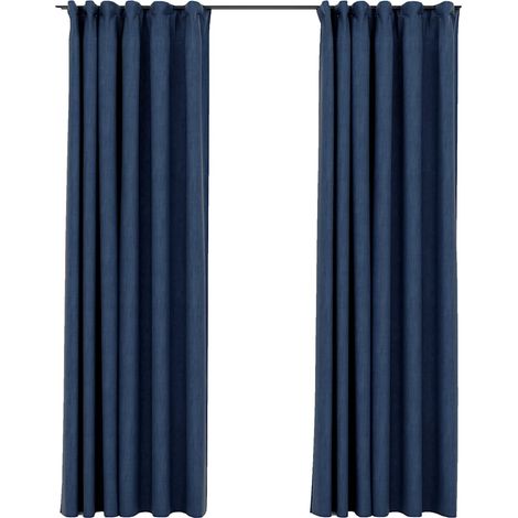 Maison Exclusive - Verdunkelungsvorhänge Haken Leinenoptik 2 Stk.