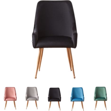 Silla de comedor de terciopelo Soho LUX individual con patas de metal - Silla de comedor - Silla tapizada - Silla de comedor moderna - Negro (1/5)
