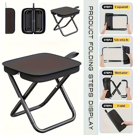 Silla de viaje plegable,Silla compacta. Apta para adultos,capacidad de carga de 149,69 kg. Adecuada para acampar (1/5)