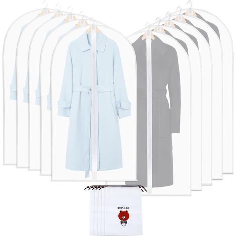 Housse Vetements à Suspendre PEVA Housse de Protection Pliable Housse VetementHousse de Rangement avec 5PCS Sac à Cordon Housses de Vêtements Semi-translucide(60x100cm5PCS+60x120cm5PCS) (1/5)
