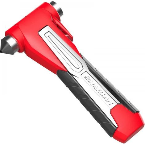 Portable Marteau sécurité Voiture,Haut de Gamme L'acier au tungstène Voiture Marteau,avec Ceinture Sécurité Cutter, Camping, Voyage d'urgence Échapper Outil-Red (1/5)