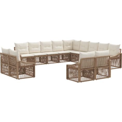 Gartensofa-set 13 pcs Beige Poly-Rattan vidaXL