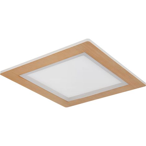 Plafoniera da soggiorno lampada Plafoniera LED in legno ottica retroilluminata lampada da cucina rotonda, 30W 1740lm bianco caldo+bianco freddo, LxLxH 40x40x5 cm