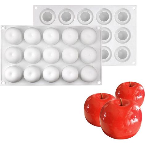 Silikonformen für Weihnachtskuchen, Apfeldesign, 15 Mulden, ideal für Schokoladenmousse und Gebäck, Küchenzubehör für Desserts. (1/5)