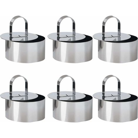 BRAVIX 6 Pièces Emporte Piece Patisserie, Cercle a Patisserie 8 cm diametre,Emporté pièce Rond,Inoxydable Mousse Anneaux avec Poussoir (Rond)-