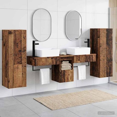 vidaXL Bathroom Furniture Set 5 pcs Old Wood 33 x 34.5 x 100 cm (1/5)