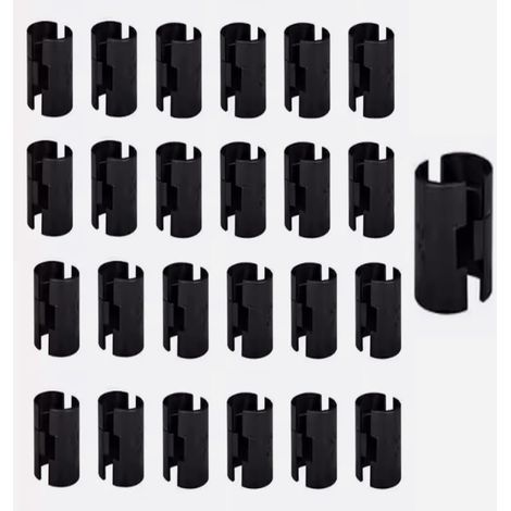 Lot de 25 clips de fixation pour étagère - En fil métallique noir - Pour poteaux de 2,5 cm de diamètre (1/4)