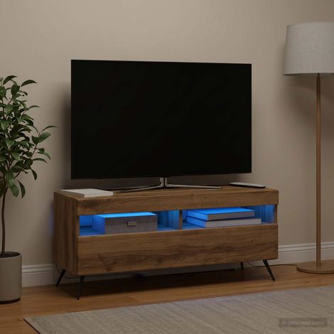vidaXL Mueble de TV LED Roble artisan Madera de ingeniería (1/5)