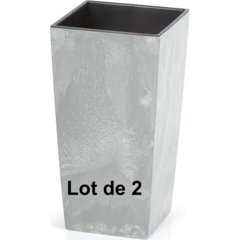 Lot de 2 Pots de fleurs imitation béton clair 91 l 40 x 40 x 75 (1/4)