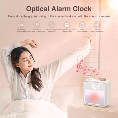 Sveglia Luce, 2 Allarmi con 6 Suoni Naturali, 10 Colori, Funzione Snooze, Sveglia Digitale RGB per Camera da Letto e Salotto (1/4)