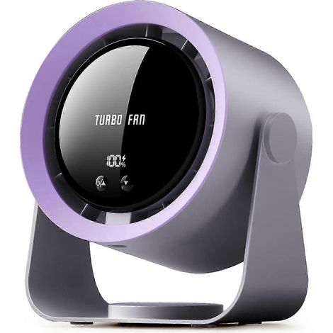 Ventilateur de bureau USB avec affichage LED et longue autonomie, 100 vitesses, tête inclinable à 90°, puissant ventilateur de table 3 en 1 (gris foncé) (1/5)