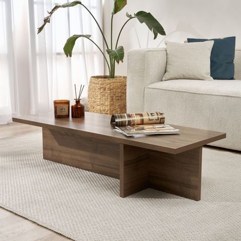 Rechteckiger Couchtisch aus Walnuss-Melamin – 120 x 45 x 30 cm –