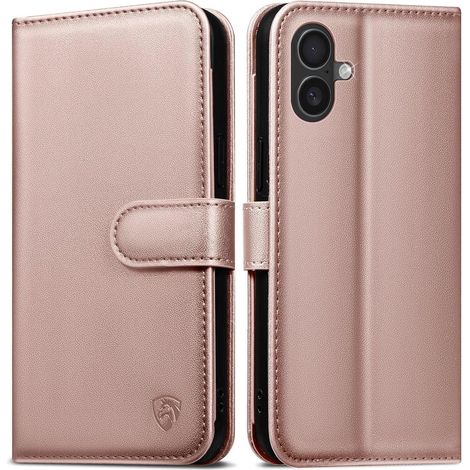 Handyhülle iPhone 16 Plus Klapphülle Leder Für iPhone 16 Plus Roségold (1/5)
