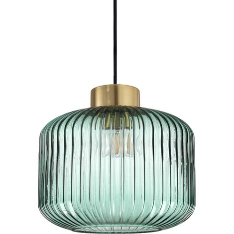 Sospensione Vintage-Decò Mint-2 Metallo Verde 1 Luce E27