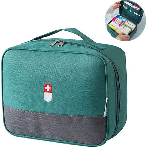 Trousse premiers secours zippée vide, organisateur médicaments en tissu Oxford