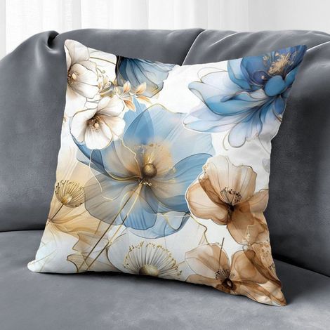 Housse de coussin fleurs printanières, décoration salon chambre,45×45cm (1/5)