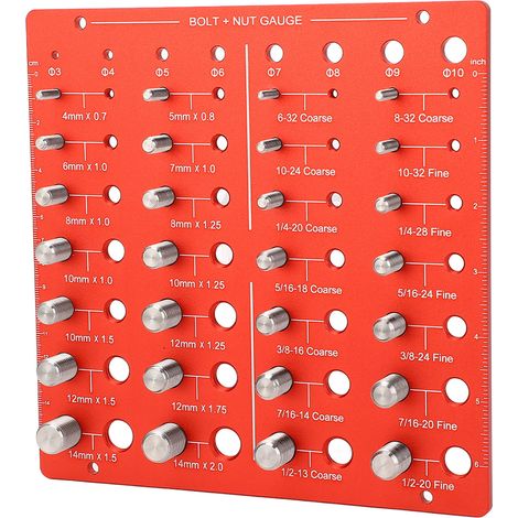 Jauge de contrôle de filetage en alliage d'aluminium anodisé, dimensions métriques standard, pour boulons et écrous (1/5)