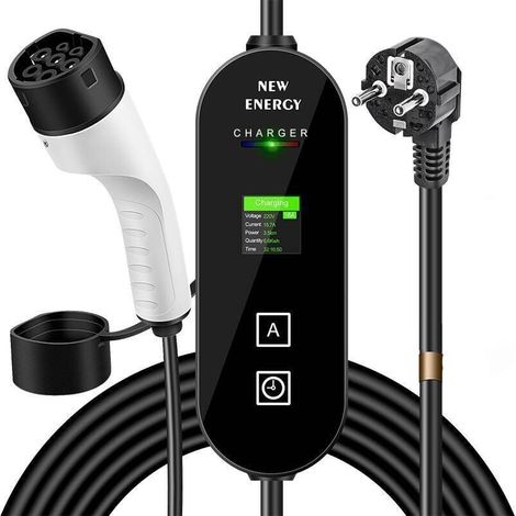 Pistolet de charge intelligent à double effet standard européen 16A 3,5kW Câble de 10 m de long, adapté à une utilisation en villa ou commerciale (1/4)