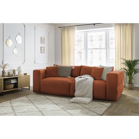 BOBOCHIC - Canapé droit convertible coffre EZECHIEL tissu lisse Rouge (1/5)