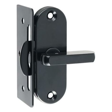 Cerradura de acero inoxidable de 90° para puertas correderas, con asa curva, diseño compacto para una fácil instalación, color negro.