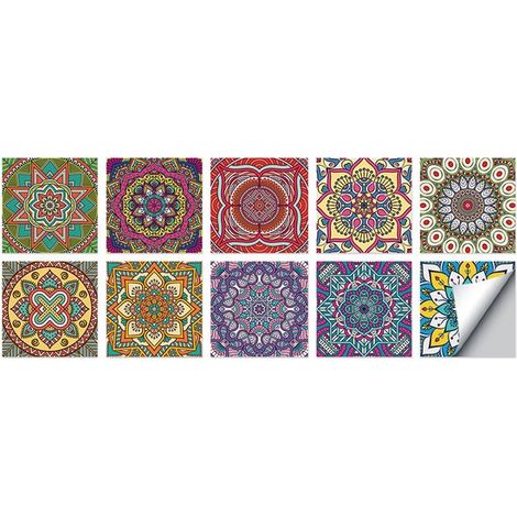 Juego de 10 pegatinas autoadhesivas para azulejos 15 x 15 cm, pegatinas azulejos PVC impermeables, papel tapiz decorativo pared resistente aceite (1/5)