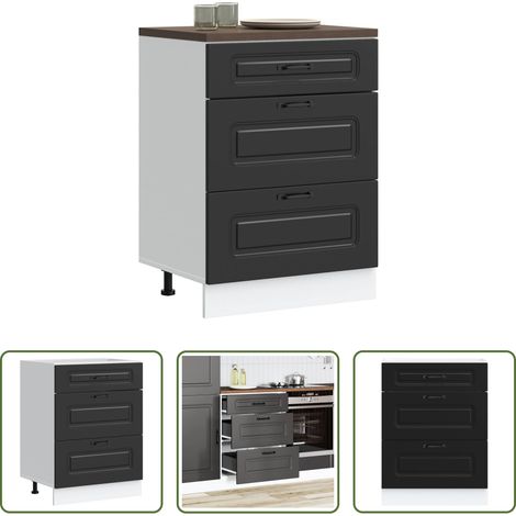vidaXL Schrank - Küchenunterschrank „Kalmar“ Schwarz Holzwerkstoff (1/5)