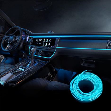 LED luminaire d'intérieur 5V fil électrique voiture, 3 mètres avec bord cousu 6 mm, accessoire auto USB éclairage d'ambiance intérieur (1/5)