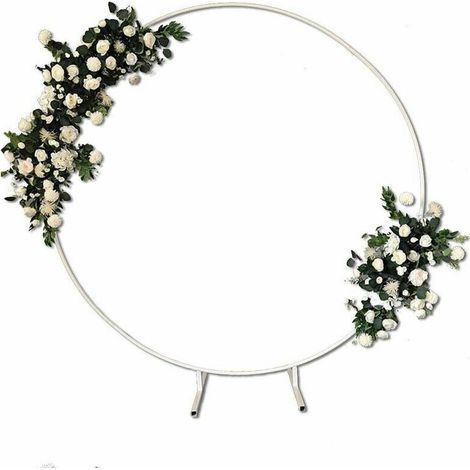 Arche Ronde Metal,Kit D'arches de Ballon Rond en Métal, Kit de Décoration Ronde en Métal,Ronde Ballon Support Kit Arche,Metal Arche pour Décorations Fête Anniversaire Mariage Boucle Style-blanc-1.5M