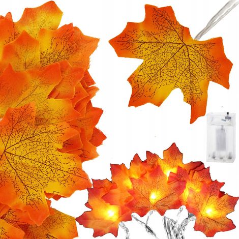 GHIRLANDA LUMINOSA LUCI FOGLIE DI ACERO 300cm 20 LED HALLOWEEN DECORAZIONE (1/5)