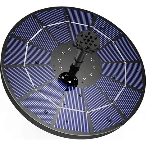 Fontaine solaire pompe 3,5 W Fontaine de jardin solaire Flotté solaire Panneau intégré Batterie avec 6 buses Idéal pour petit étang salle de bain d'oiseaux Fish Tank Décoration de jardin 18 cm (1/5)