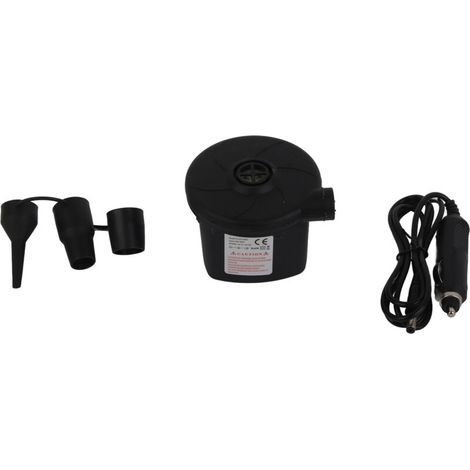 Jonlaki Pompa elettrica portatile da 12 V, gonfiatore/sgonfiatore ad alta velocità con 3 ugelli per materassi, giocattoli e attrezzature sportive (nero)