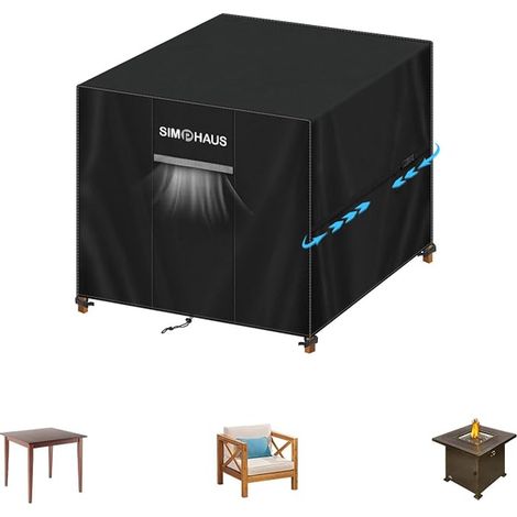 Protective Cover for Garden Table, 85 x 85 x 80 cm, Living Room, Garden, Square, Fire Pit Cover, Outdoor Table Protection Covers, 420D, Oxford Fabric, Waterproof, Outdoor (1/4)
