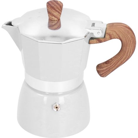 Cafetière Moka Octogonale en Aluminium 150ML - Blanc Laiteux pour Maison et Bureau