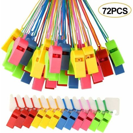 72 Sifflets En Plastique Colorés Avec Cordon Pour Entraînement Sportif Et Dressage Canin Événements (1/4)