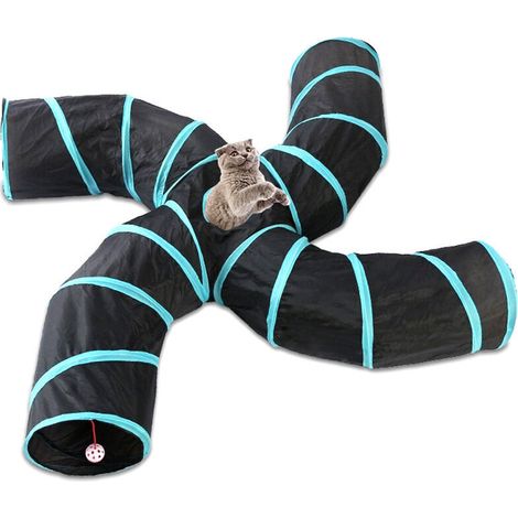 Tunnel Cat Indoor 4 Way Pet Tunnel De Jeu Tunnel Pliable Tube Kitty Tunnel Peek Trou Jouets Pour Animaux Jouets Pour Chats Chiots Lapins