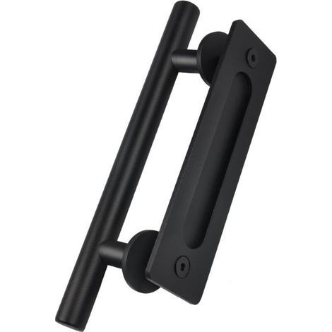 Poignée de porte coulissante en acier au carbone noir 300 mm Poignée de porte antique pour armoire de cuisine Chambre (1/5)