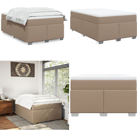 vidaXL Sommier à lattes de lit matelas cappuccino 120x190cm similicuir (1/5)