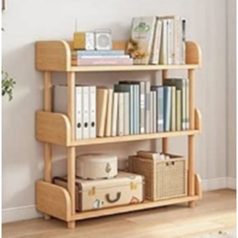 Etagere Rangement 3 Niveaux, Bibliotheque en Bois de Pin avec Étagères Ouvertes&3 Garde-Corps Surélevés, Charge 60 kg, 80x24x74 cm (1/2)
