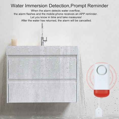 Capteur de fuite d'eau intelligent WiFi, détecteur d'intrusion de fuite autonome, niveau d'alerte, alarme de débordement, application Tuya Smart/Smart Life, télécommande pour la sécurité de la maison (1/5)