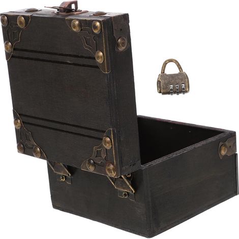 Boîte De Rangement Vintage Bois Avec Serrure Rétro Coffre Pratique Multifonction Pour Bijoux Trésors Et Souvenirs Design Époque Avec Finition Gris Vieilli Boîte Carrée Sécurisée (1/5)