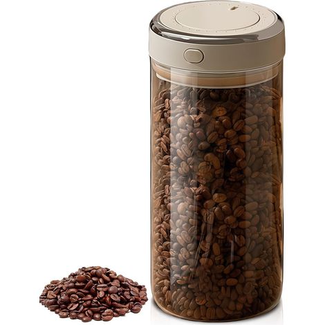 Boîte à Café Hermétique: 1700ml Récipient à Café Sous Vide en Verre, Transparent Récipient de Conservation Hermétique pour Grains de café, Thé, pour Noix, Cacao (1/5)