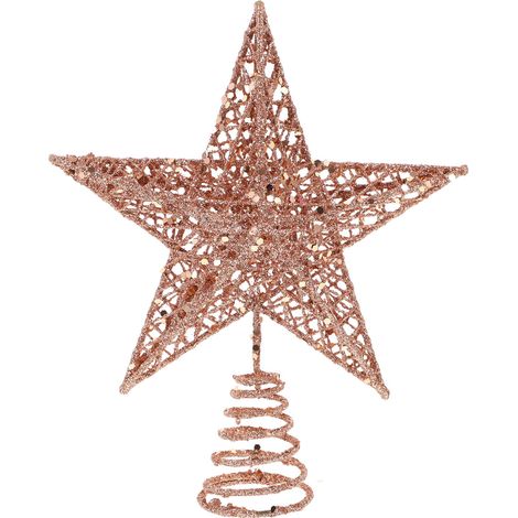 Étoile Pour Sommet De Sapin - En Fer - Or Rose - 20 X 20 X 4 Cm - Décoration De Noël (1/5)