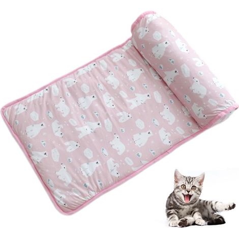 Tapis de refroidissement pour animaux de compagnie Pink White Bear Tapis de refroidissement pour animaux de compagnie Lit d'été (1/5)