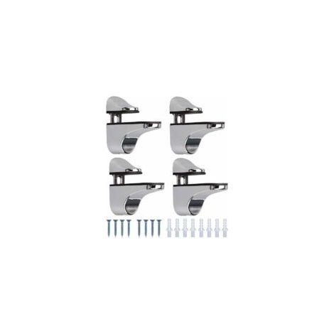 Pieces Glass Shelf Support, Adjustable Polished Zinc Alloy Bathroom Glass Shelf for Glass and Wood Floors Up to 3-20mm Thickness Max - Crezuo (1/4)