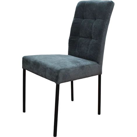 Chaise Nanda tissu gris foncé pieds métal noir (1/2)