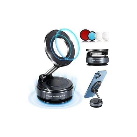 2026 Support Telephone Voiture Magnetique pour MagSafe, Porte Téléphone Voiture avec Ventouse à Vide N52 Aimant, 360° Rotation Supports douchette pour iPhone 17 16 15, Support Smartphone Voiture (1/5)