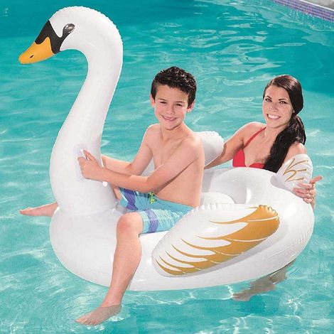 Trade Shop - Cigno Fashion Luxury Cavalcabile Gigante 122 X 122 Cm Bianco E Oro Isola - (1/4)