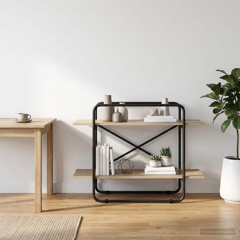 vidaXL Bookshelf 2-Tier 100 x 35 x 70 cm PB Sonoma Oak (1/5)