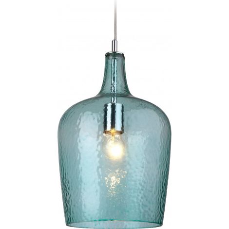 Firstlight Glass - Luminaire suspendu à 1 dôme en verre chromé, verre aqua, E27 (1/2)