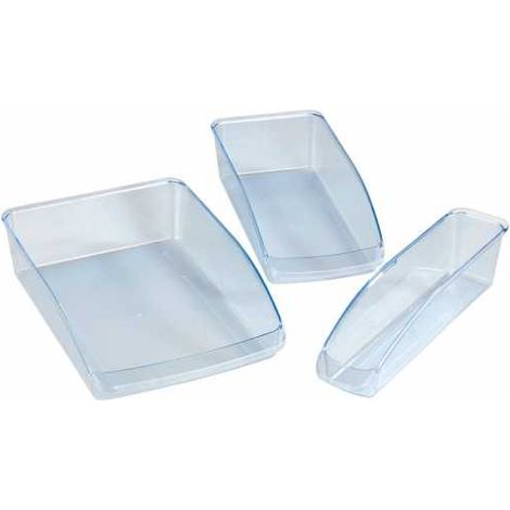 WENKO Set di 3 contenitori per frigorifero di diverse dimensioni, organizzatore trasparente per frigo, Plastico, 22,5x8x33 cm - 15x8x33 cm e 7x8x33 cm, Trasparente (1/5)